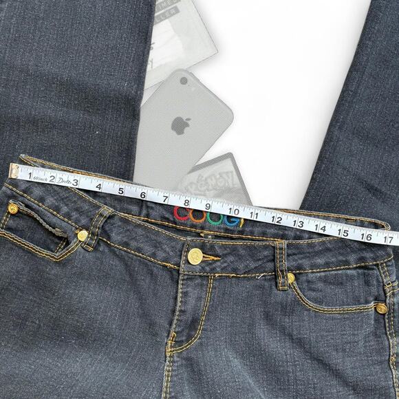 Y2K Coogi Black & Gold Straight Leg Denim Jeans W/ Rainbow Graphic Embroidery - Picture 4 of 6